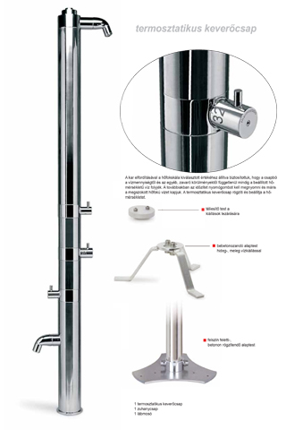 Uszoda és medence - Rozsdamentes acél zuhanyoszlop